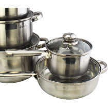 Wilson Stainless Steel 12 Piece Cookware Set Casserole Saucepan Fry Pan Heavy Duty With Stainless Steel Handle Gas Stovetops Compatible For Family Meals
