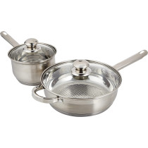 Wilson Stainless Steel 12 Piece Cookware Set Casserole Saucepan Fry Pan Heavy Duty With Stainless Steel Handle Gas Stovetops Compatible For Family Meals