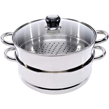 Wilson Stainless Steel 3 Tier Steamer Capsule Bottom With Glass Lid 26 Cm Silver Jy 174A 26C B