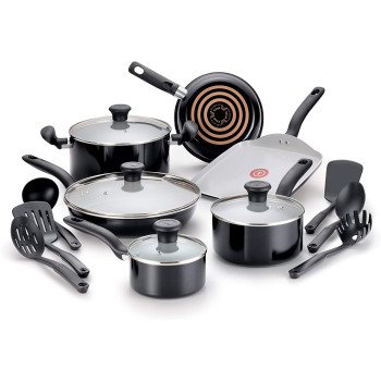 T Fal C921Sg Initiatives Nonstick Ceramic Coating Ptfe Pfoa And Cadmium Free Scratch Resistant Dishwasher Safe Oven Safe Cookware Set 16 Piece Black 2100082346