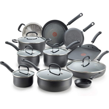 T Fal Ultimate Hard Anodized Nonstick 17 Piece Cookware Set Black