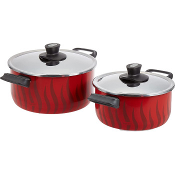 Tefal C5489482 12Pieces Non Stick Coating Cooking Set Red Black W 59.4 X H 38.8 X D 23.8 Cm Aluminium