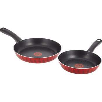 Tefal C5489482 12Pieces Non Stick Coating Cooking Set Red Black W 59.4 X H 38.8 X D 23.8 Cm Aluminium