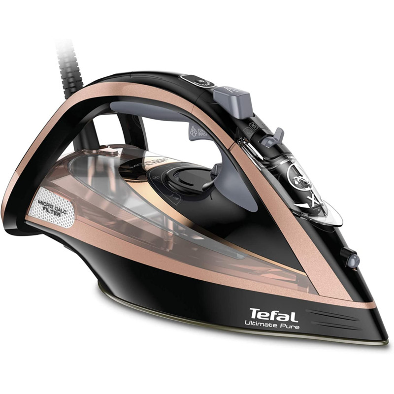 Tefal Ultimate Pure Steam Iron 3100 Watts Black Plastic Durilium Fv9845M0 Min 1 Year Manufacturer Warranty
