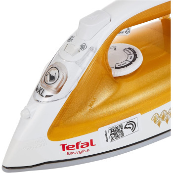 Tefal Easygliss Durilium Airglide Soleplate Steam Iron 2400 Watts Gold White Fv3954M0 Min 1 Year Manufacturer Warranty