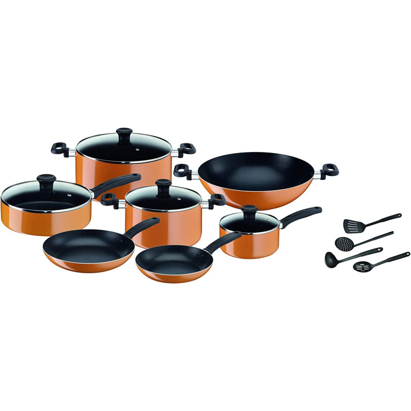 Tefal B168A574 15Pieces New Prima Cooking Set Orange Black Aluminium