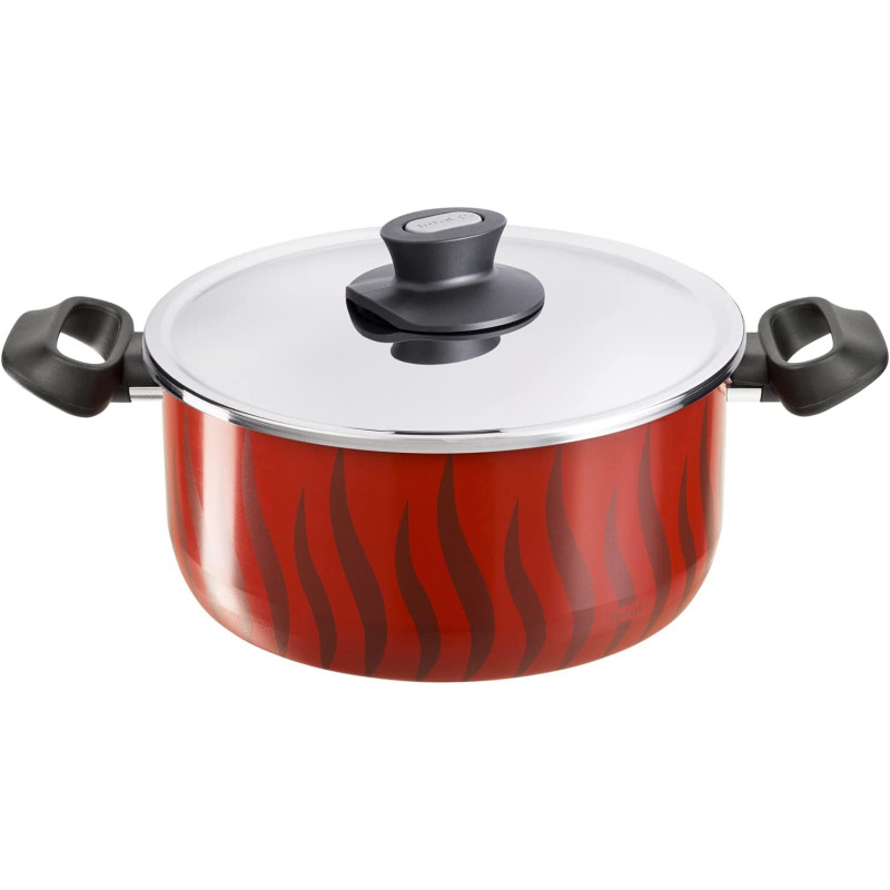 Tefal Tempo Flame Stewpot With Lid 28Cm Red