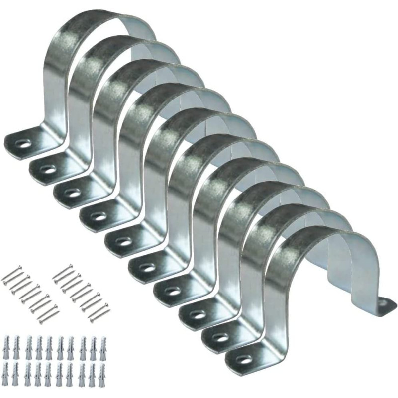 Abbasali Galvanized Gi U Clamps Fastener Hanger Pipe Clamps Clip With Screw And Support Water Pipe And Gas Pipe 10 Pcs 3 Inch