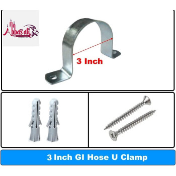 Abbasali Galvanized Gi U Clamps Fastener Hanger Pipe Clamps Clip With Screw And Support Water Pipe And Gas Pipe 10 Pcs 3 Inch