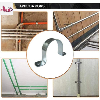 Abbasali Galvanized Gi U Clamps Fastener Hanger Pipe Clamps Clip With Screw And Support Water Pipe And Gas Pipe 10 Pcs 3 Inch