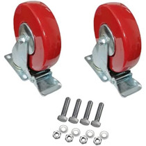 Abbasali Pack Of 2 Heavy Duty Pu Rubber Caster Wheel With Nut & Bolt For Furniture Swivel With Break 4 Inch