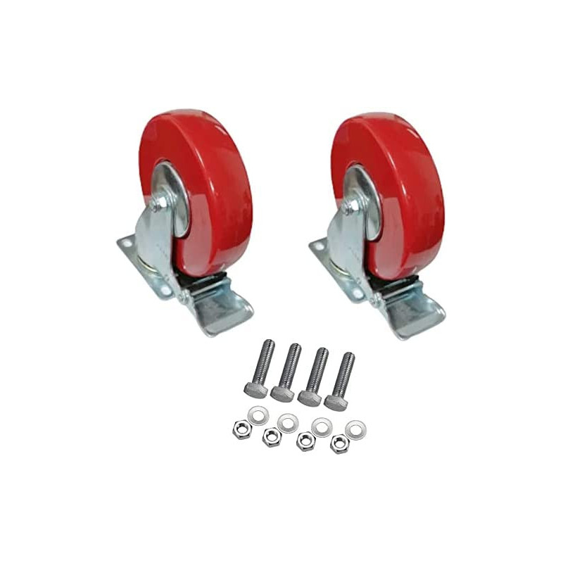 Abbasali Pack Of 2 Heavy Duty Pu Rubber Caster Wheel With Nut & Bolt For Furniture Swivel With Break 4 Inch