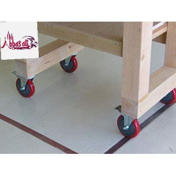 Abbasali Pack Of 2 Heavy Duty Pu Rubber Caster Wheel With Nut & Bolt For Furniture Swivel With Break 4 Inch