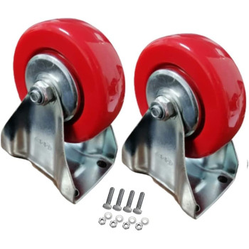 Abbasali Pack Of 2 Heavy Duty Pu Rubber Caster Wheel With Nut & Bolt For Furniturenon Swivel 4 Inch