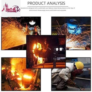 Abbasali Grey Leather Welding Apron For Industrial Use High Temperature Fireproof Star Splash Protective