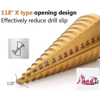 Abbasali Step Drill Bit High Speed Steel Hss Triangle Handle Pagoda Drill Iron Insulation Boards Pvc Boards And Wood 4Mm 25Mm