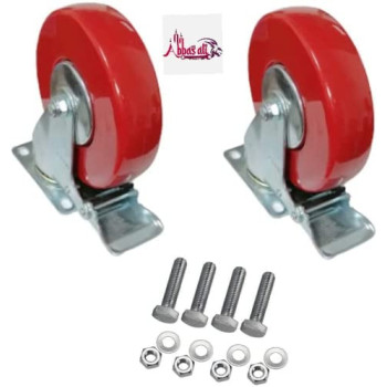 Abbasali Pack Of 2 Heavy Duty Pu Rubber Caster Wheel With Nut & Bolt And Diy Ideas Swivel With Break 3 Inch