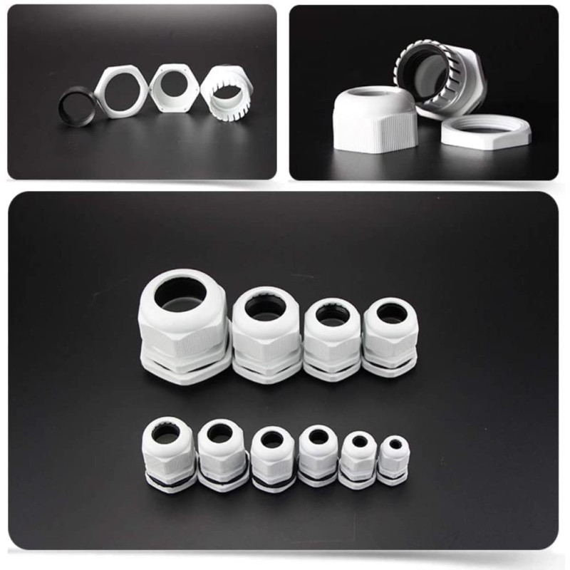 Abbasali Pg Gland White Pack Of 5 Pcs Dust Proof Nylon Cable Gland With Locknut Idealpg 07