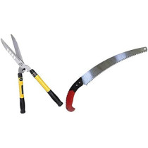 Abbasali Pack Of 2Pcs Garden Scissor & Gardening Saw Plastic Handle Bend Type Heavy Duty