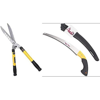 Abbasali Pack Of 2Pcs Garden Scissor & Gardening Saw Plastic Handle Bend Type Heavy Duty