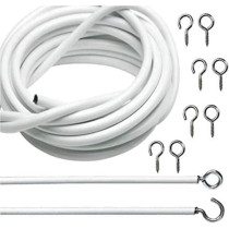 Abbasali Curtain Wire White Cord Cable 3 Meter With 10 Pieces Hook And Eye