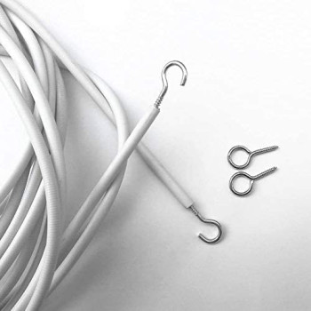 Abbasali Curtain Wire White Cord Cable 3 Meter With 10 Pieces Hook And Eye