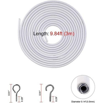 Abbasali Curtain Wire White Cord Cable 3 Meter With 10 Pieces Hook And Eye