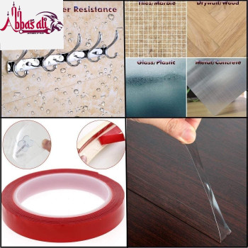 Abbasali Strong Double Sided Sticky Clear Traceless Acrylic Transparent Adhesive Tape 18Mm X 50 M