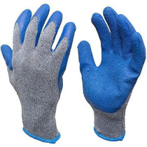 Abbasali Rubber Latex Double Coated Work Gloves With Grip For Construction Gardening Cotton Blend Blue Uni Size 12 Pair
