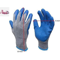 Abbasali Rubber Latex Double Coated Work Gloves With Grip For Construction Gardening Cotton Blend Blue Uni Size 12 Pair