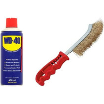 Abbasali Steel Coated Hand Brush Wire Brush With Pvc Handle For Cleaning Rust & Slag Gold With Wd 40 Multi Use Product Spray