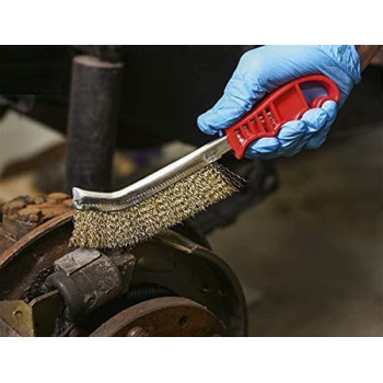 Abbasali Steel Coated Hand Brush Wire Brush With Pvc Handle For Cleaning Rust & Slag Gold With Wd 40 Multi Use Product Spray