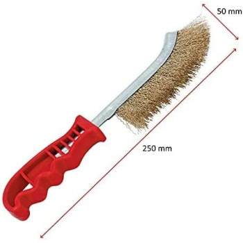Abbasali Steel Coated Hand Brush Wire Brush With Pvc Handle For Cleaning Rust & Slag Gold With Wd 40 Multi Use Product Spray
