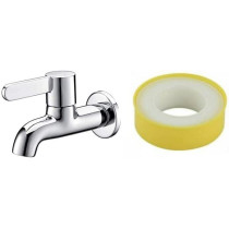 Abbasali Wall Mounted Bib Tap A Brass Product Chrome With 2Pcs Tafflon Tape 1 Year Replacement Guarantee