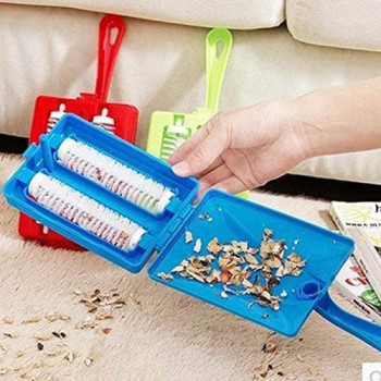 Abbasali Handheld Double Roller Style Brush Carpet Cleaning Brush Sweeper Crumb Remove Hair Brushes Random Color Delivery