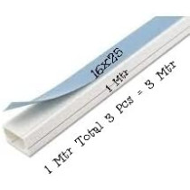 Abbasali Electrical Pvc Trunking With Sticker 90Cm Long 3 Pcs White Self 25Mm X 16Mm Total 3 Meter