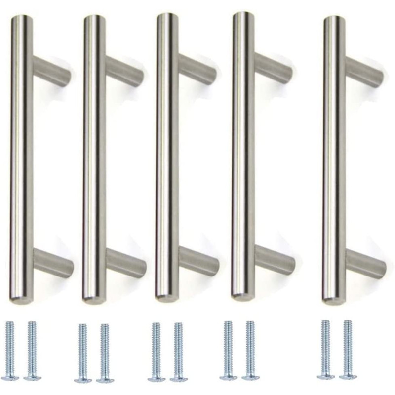 Abbasali Stainless Steel Kitchen Cabinet Drawer T Bar Cabinet 10 X Hole Size 6.3 Cm Pck Of 5