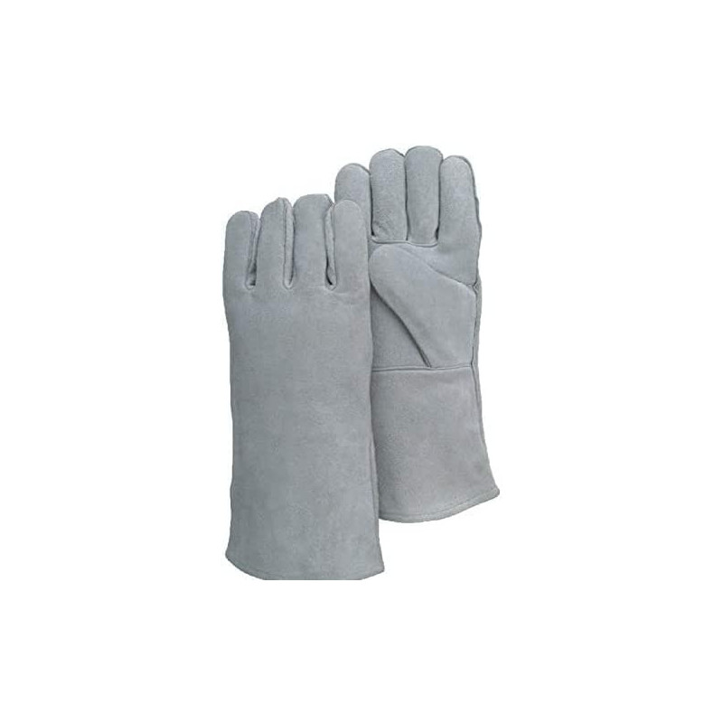 Abbasali Leather Welding Gloves Heat Fire Resistant Welders Glove 15 Inch Grey