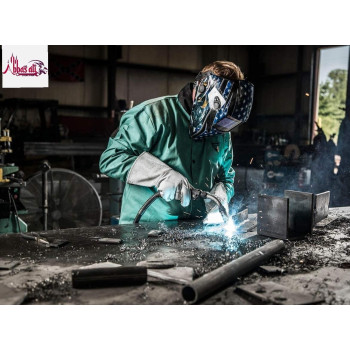 Abbasali Leather Welding Gloves Heat Fire Resistant Welders Glove 15 Inch Grey