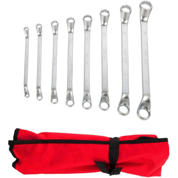 Abbasali 8 Piece Metric Offset Box End Wrench Set 6Mm 22Mm75 Degree Drop Forged Spanners With Tool Roll Pouch