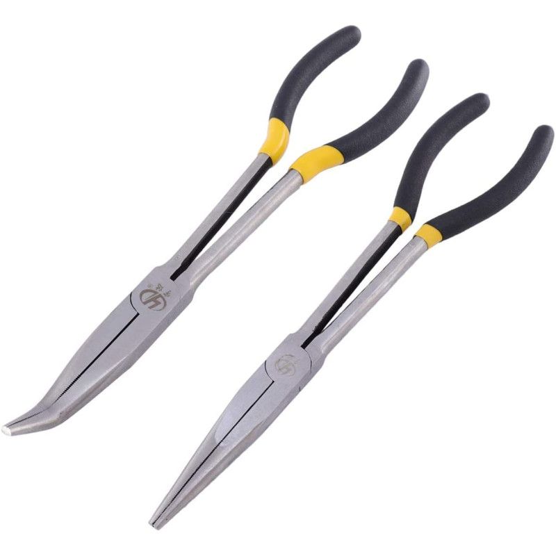 Abbasali 11 Inch Long Reach Bent Angled Long Nose Pliers 2Pcs