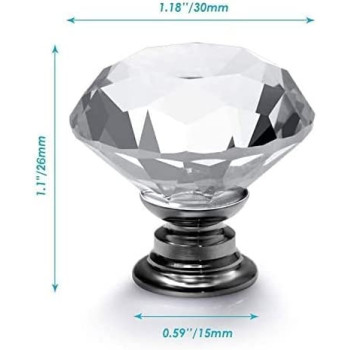 Abbasali 12Pcs Clear Crystal Glass Diamond Shape Door Knob Drawer Pull Handle