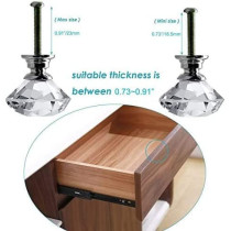 Abbasali 12Pcs Clear Crystal Glass Diamond Shape Door Knob Drawer Pull Handle