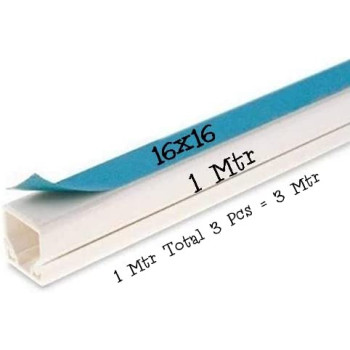 Abbasali Self Adhesive Pvc Trunking 16Mm X 16Mm 1M Long 3 Pcs 3 Meter Pack