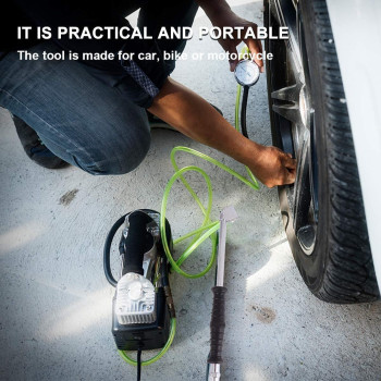 Abbasali Tire Air Input Connector Car Air Pump Bike Motorcycle Inflation Head With 10Mtr Compressor Spring Tube