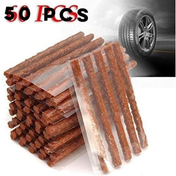 Abbasali 50Pcs 10 Cm Brown Tire Rubber Strip Tire Repair Plug Tubeless Seal Patch For Tyre Repairing