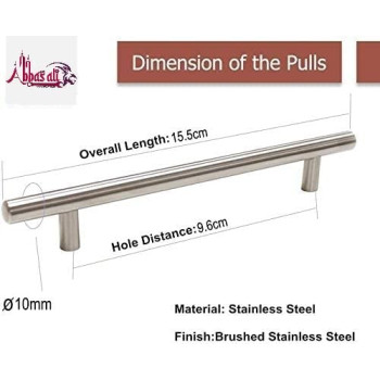Abbasali Stainless Steel Kitchen Cabinet Drawer T Bar Cabinet15.5 X Hole Size 9.6 Cm Pack Of 5