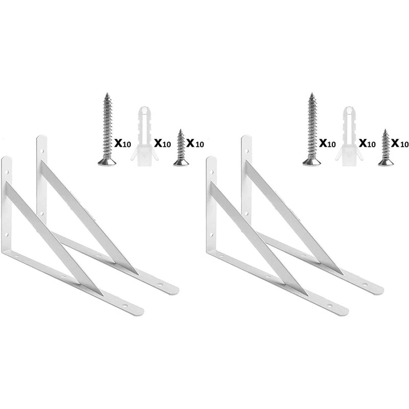 Abbasali Heavy Duty Two Pair Shelf Brackets 9 X 12 Floating Shelves Tripod Brackets 90 Degree 4Pcs Set