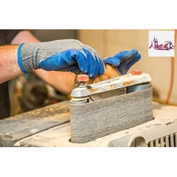 Abbasali Rubber Latex Double Coated Work Gloves With Grip For Construction Gardening Cotton Blend Blue Uni Size 2 Pair