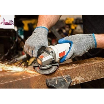 Abbasali Rubber Latex Double Coated Work Gloves With Grip For Construction Gardening Cotton Blend Blue Uni Size 2 Pair